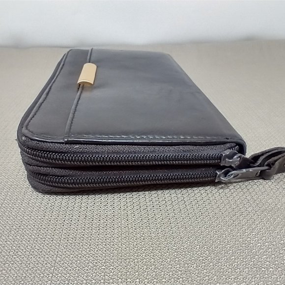 CHOCOLATE BROWN LEATHER ORGANIZER WALLET - Picture 6 of 10